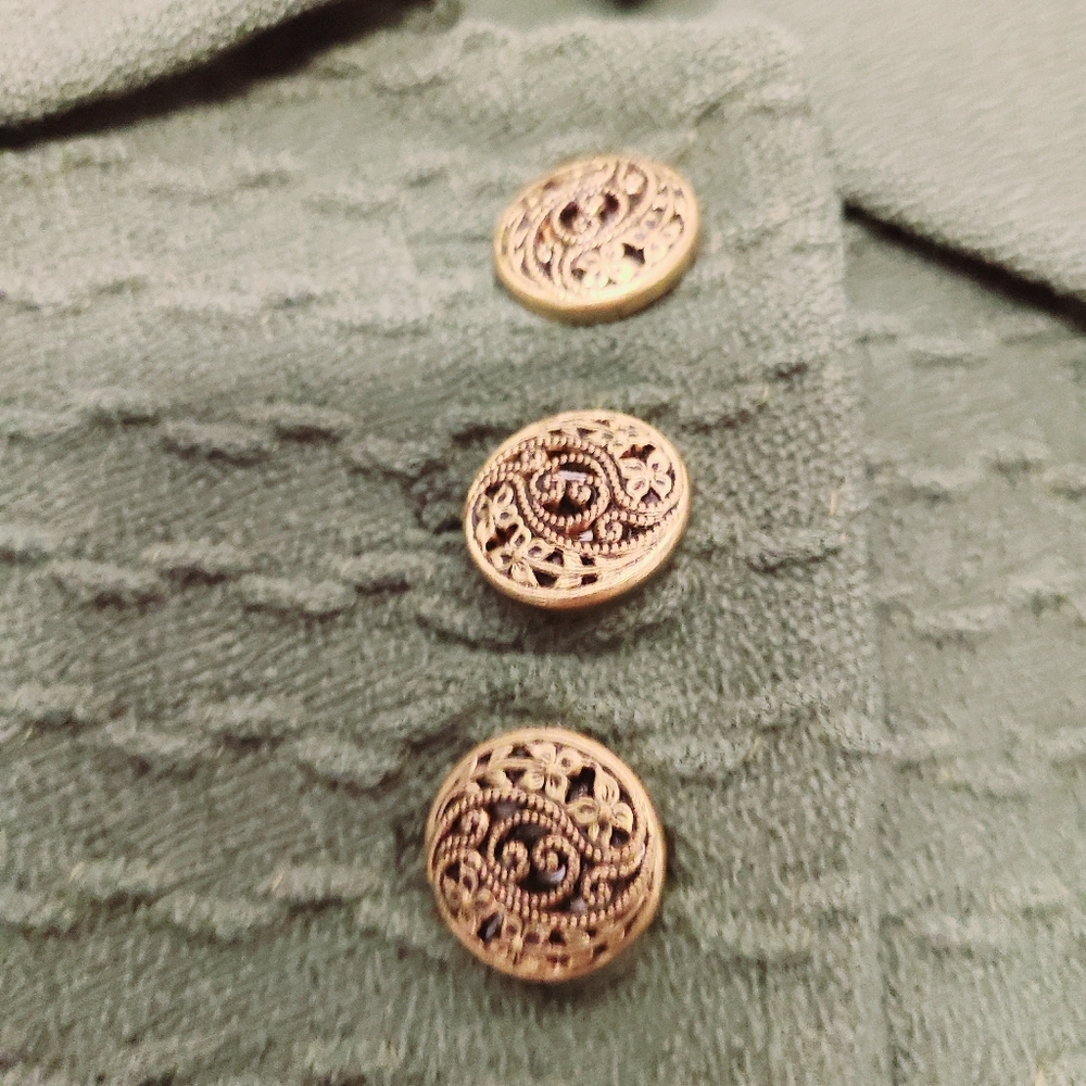 True Vintage 1940s Green Wool Gabardine Jacket S - Picture 5 of 8